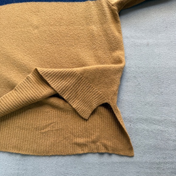 J Crew Womens Colorblock Turtleneck Sweater Merino Blend Sz XL Oversized Preppy - Picture 6 of 10